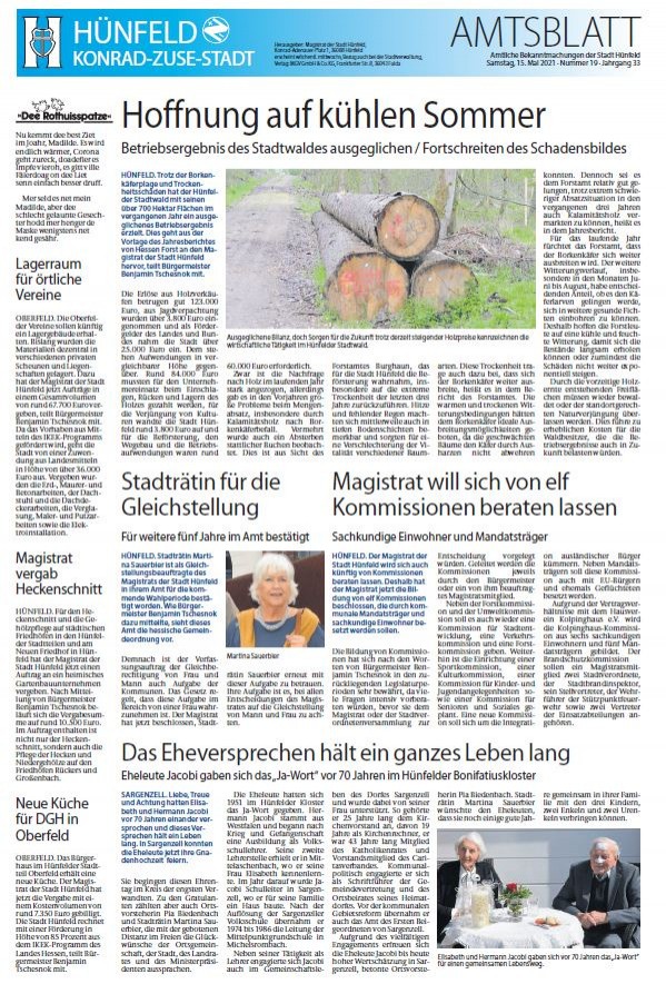 Amtsblatt vom 15. Mai 2021